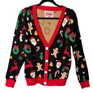Tipsy Elves Black and Red Holiday Cardigan